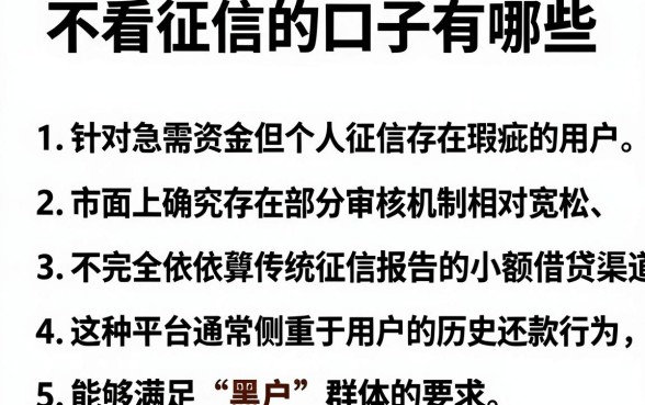 不看征信的口子有哪些,罗列5个黑户可快速办理小额贷款业务的软件