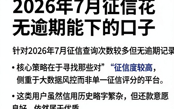 2026年7月征信花无逾期能下的口子，陈列五个秒批网贷轻松贷的软件