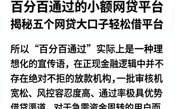 百分百通过的小额网贷平台,揭秘五个网贷大口子轻松借平台