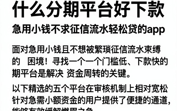 什么分期平台好下款，深入剖析五个急用小钱不求征信流水轻松贷的app