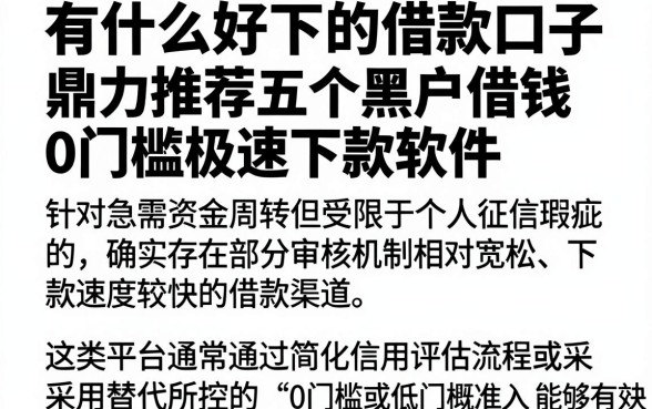 有什么好下的借款口子,鼎力推荐五个黑户借钱0门槛极速下款软件