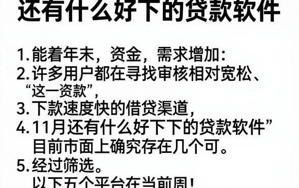 还有什么好下的贷款软件,细致阐述5个11月能贷款的平台