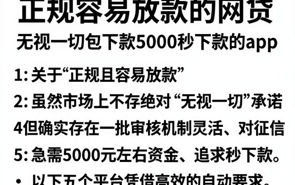 正规容易放款的网贷，汇总五个无视一切包下款5000秒下款的app