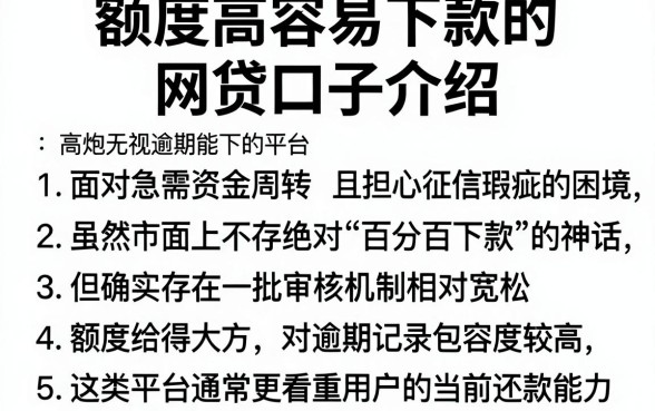 额度高容易下款的网贷口子介绍,条列5个高炮无视逾期能下的平台