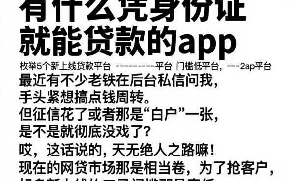 有什么凭身份证就能贷款的app,枚举5个新上线贷款平台门槛低平台