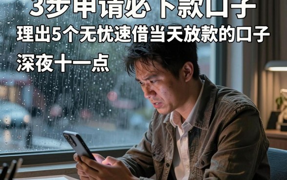 3步申请必下款口子，理出5个无忧速借当天放款的口子