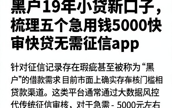 黑户19年小贷新口子,梳理五个急用钱5000快审快贷无需征信app
