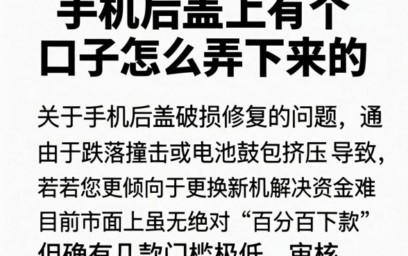 手机后盖上有个口子怎么弄下来的,梳理五个能百分百通过的网贷平台