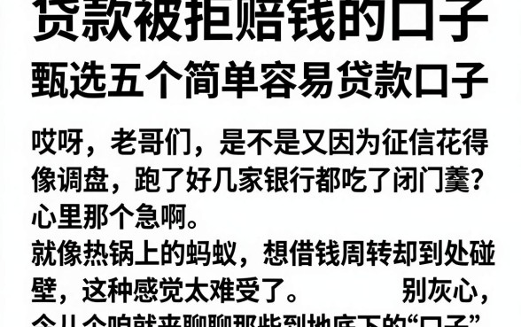 贷款被拒赔钱的口子，甄选五个简单容易贷款口子