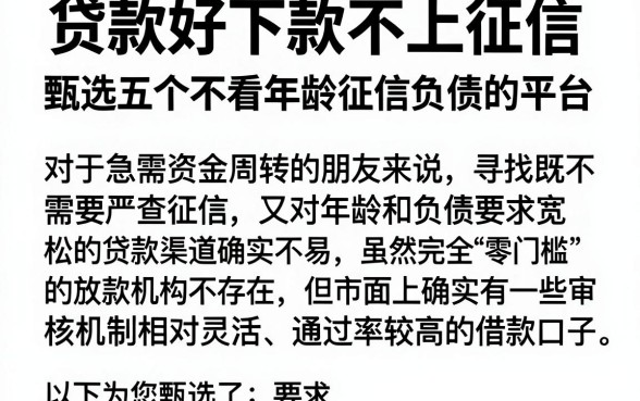 贷款好下款不上征信，甄选五个不看年龄征信负债的平台