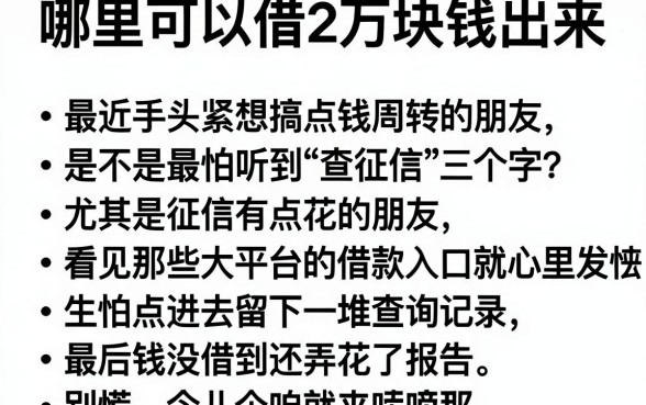 哪里可以借2万块钱出来,条列5个看银行流水的网贷口子