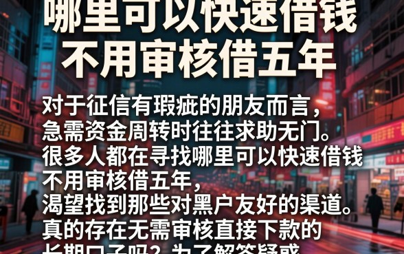 哪里可以快速借钱不用审核借五年,归纳五个黑户无条件下款的平台