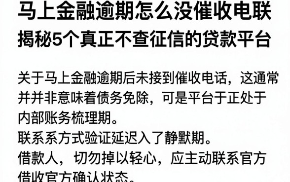 马上金融逾期怎么没催收电联，揭秘5个真正不查征信的贷款平台