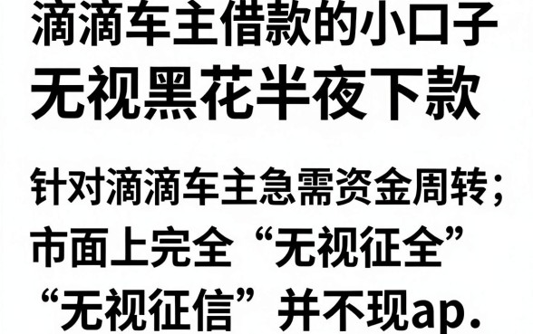 滴滴车主借款的小口子，甄选五个无视黑花半夜下款的网贷app