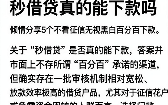 秒借贷真的能下款吗,倾情分享5个不看征信无视黑白百分百下款
