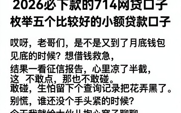2026必下款的714网贷口子,枚举五个比较好的小额贷款口子