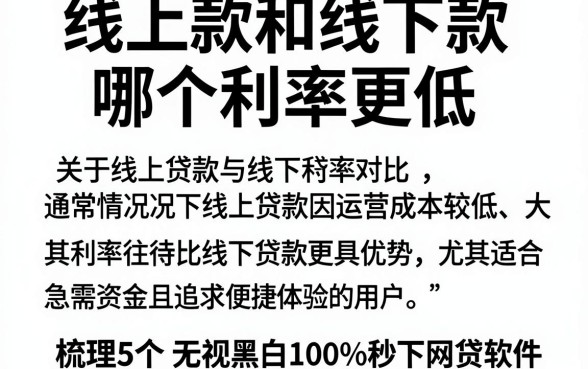线上款和线下款哪个利率更低，梳理5个无视黑白100%秒下网贷软件