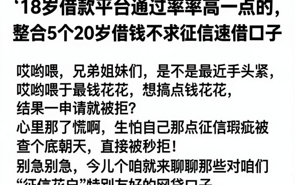 18岁借款平台通过率高一点的，整合5个20岁借钱不求征信速借口子