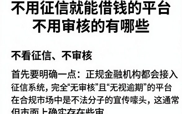 不用征信就能借钱的平台不用审核的有哪些,陈列5个714无视逾期秒下的口子
