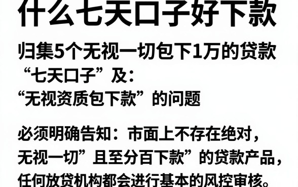什么七天口子好下款，归集5个无视一切包下1万的贷款