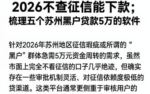 2026不查征信能下款,梳理五个苏州黑户贷款5万的软件