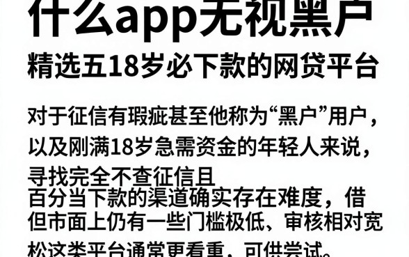 什么app无视黑户，精选五个18岁必下款的网贷平台