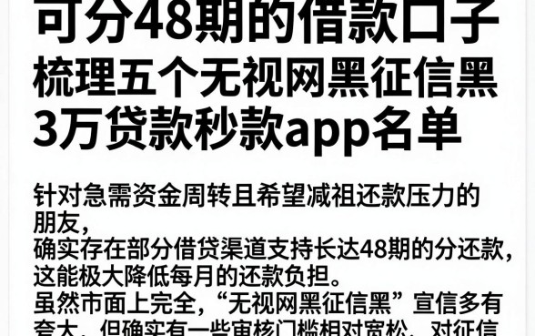 可分48期的借款口子,梳理五个无视网黑征信黑3万贷款秒款app名单