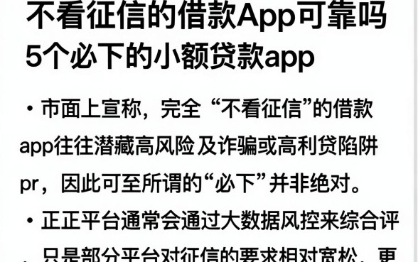 不看征信的借款App可靠吗,规整5个必下的小额贷款app