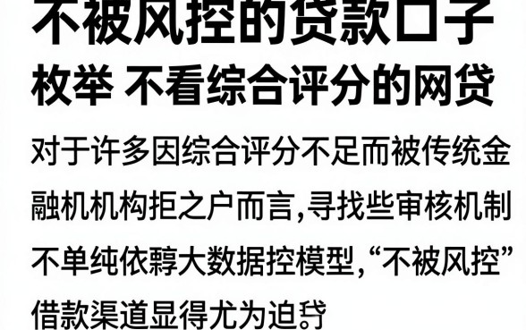 不被风控的贷款口子，枚举五个不看综合评分的网贷