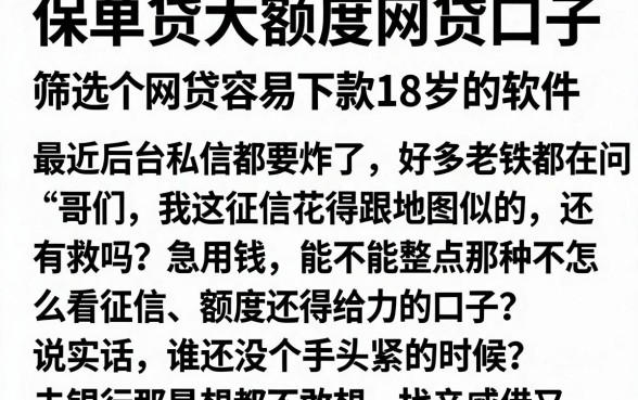 保单贷大额度网贷口子,筛选五个网贷容易下款18岁的软件