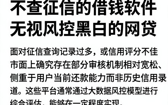 不查征信的借钱软件,热忱推荐5个真正无视风控黑白的网贷