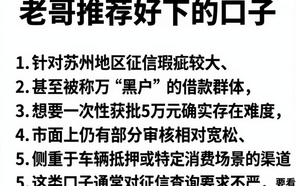 老哥推荐好下的口子，概括五个苏州黑户贷款5万的平台