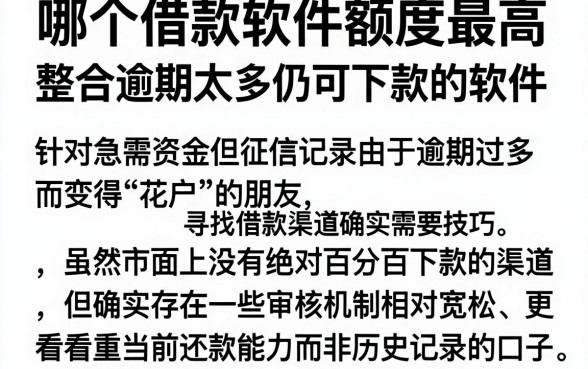 哪个借款软件额度最高,整合五个逾期太多仍可下款的软件