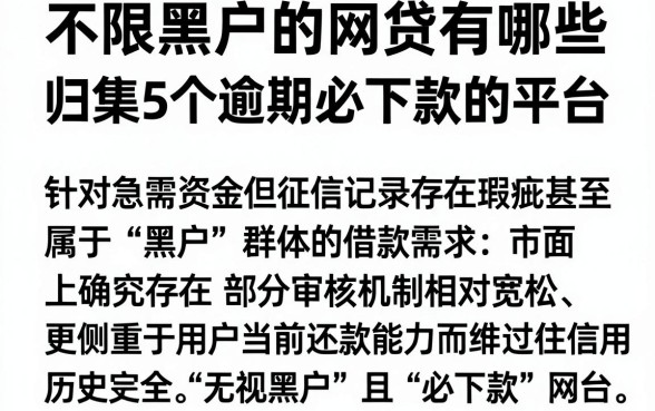 不限黑户的网贷有哪些,归集5个逾期必下款的平台
