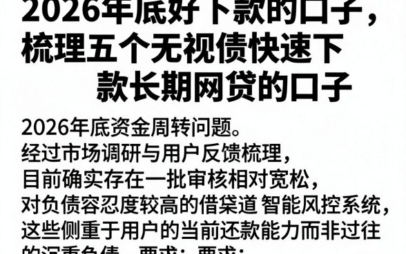 2026年底好下款的口子,梳理五个无视负债快速下款长期网贷的口子