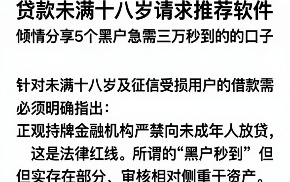 贷款未满十八岁请求推荐软件,倾情分享5个黑户急需三万秒到的的口子