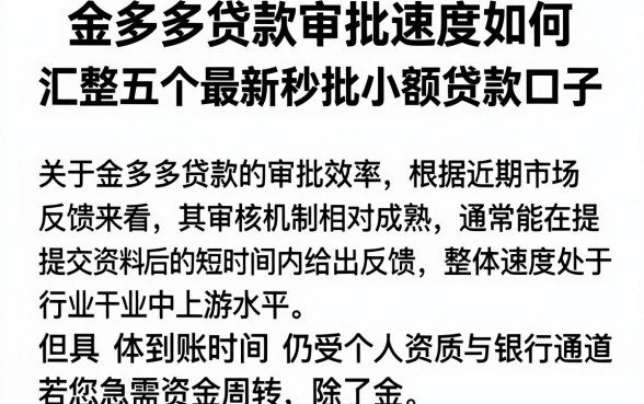 金多多贷款审批速度如何,汇整五个最新秒批小额贷款口子