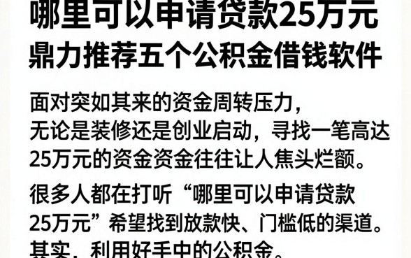 哪里可以申请贷款25万元,鼎力推荐五个公积金借钱软件