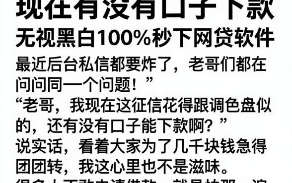 现在有没有口子下款,概括五个无视黑白100%秒下网贷软件