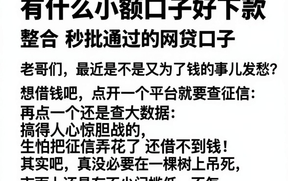 有什么小额口子好下款,整合五个秒批通过的网贷口子