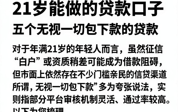 21岁能做的贷款口子，概览五个无视一切包下款的贷款
