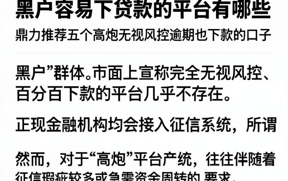 黑户容易下贷款的平台有哪些,鼎力推荐五个高炮无视风控逾期也下款的口子