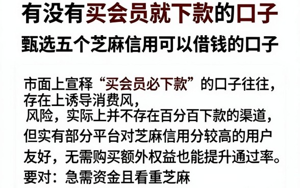 有没有买会员就下款的口子,甄选五个芝麻信用可以借钱的口子