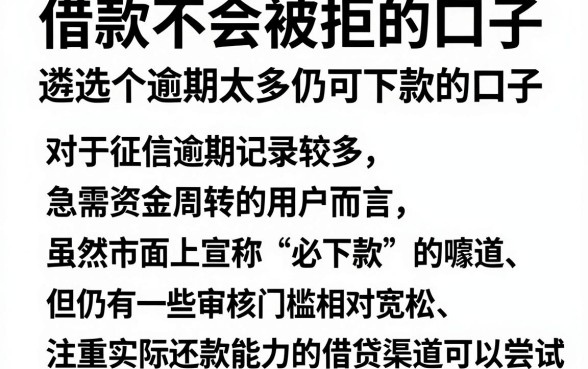 借款不会被拒的口子,遴选五个逾期太多仍可下款的口子
