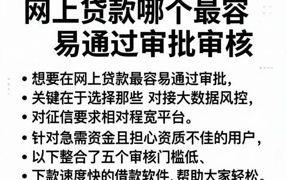 网上贷款哪个最容易通过审批审核,整合5个轻松借款无压力软件