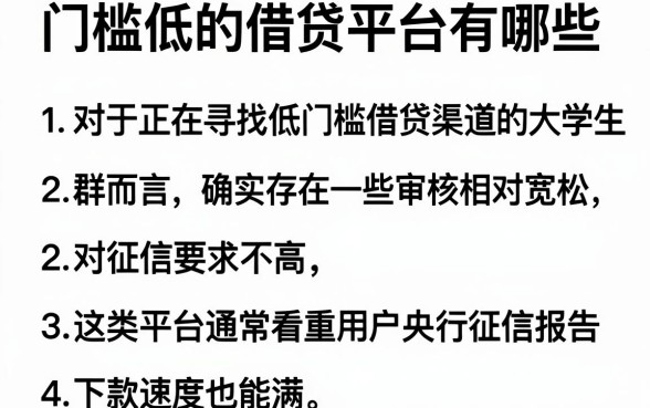 门槛低的借贷平台有哪些,罗列5个大学生可以使用的平台