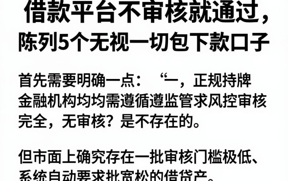 借款平台不审核就通过，陈列5个无视一切包下款口子