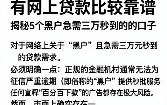 有网上贷款比较靠谱,揭秘5个黑户急需三万秒到的的口子
