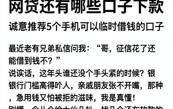 网贷还有哪些口子下款，诚意推荐5个手机可以临时借钱的口子