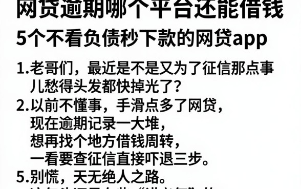 网贷逾期哪个平台还能借钱,详尽说明5个不看负债秒下款的网贷app
